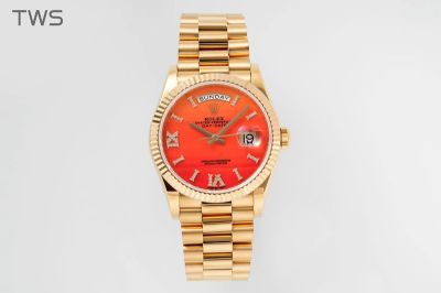 ROLEX Day-date Replica with Gold Case Automatic Movement High Quality Steel 36mm Red Watch